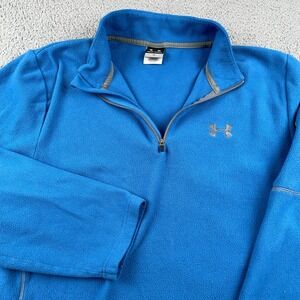 Under Armour Sweatshirt Mens Large Blue Fleece 1/4 Zip Pullover Jacket Hiking